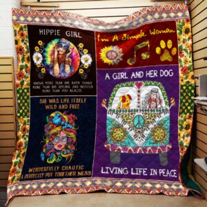 Hippie Girl Quilt Blanket  Quilt